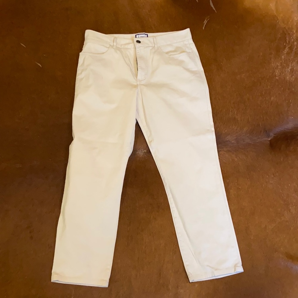 Johnnie-O 5 pocket cream khaki. Worn a couple times. Still look brand new.